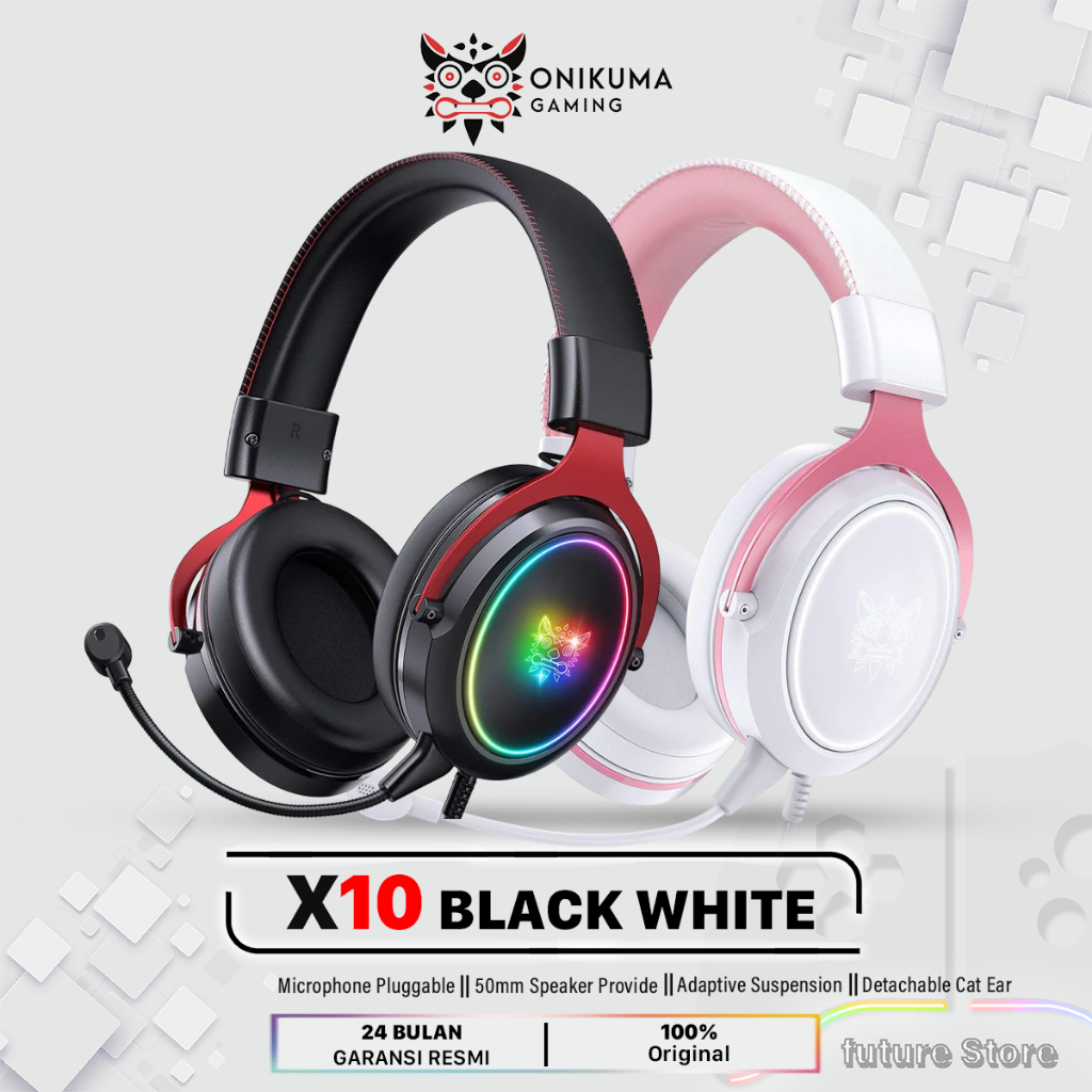ONIKUMA X10 Headphone Gaming RGB LED Wired Original - Headset Gaming Mic Jernih Noise Cancelling Sua