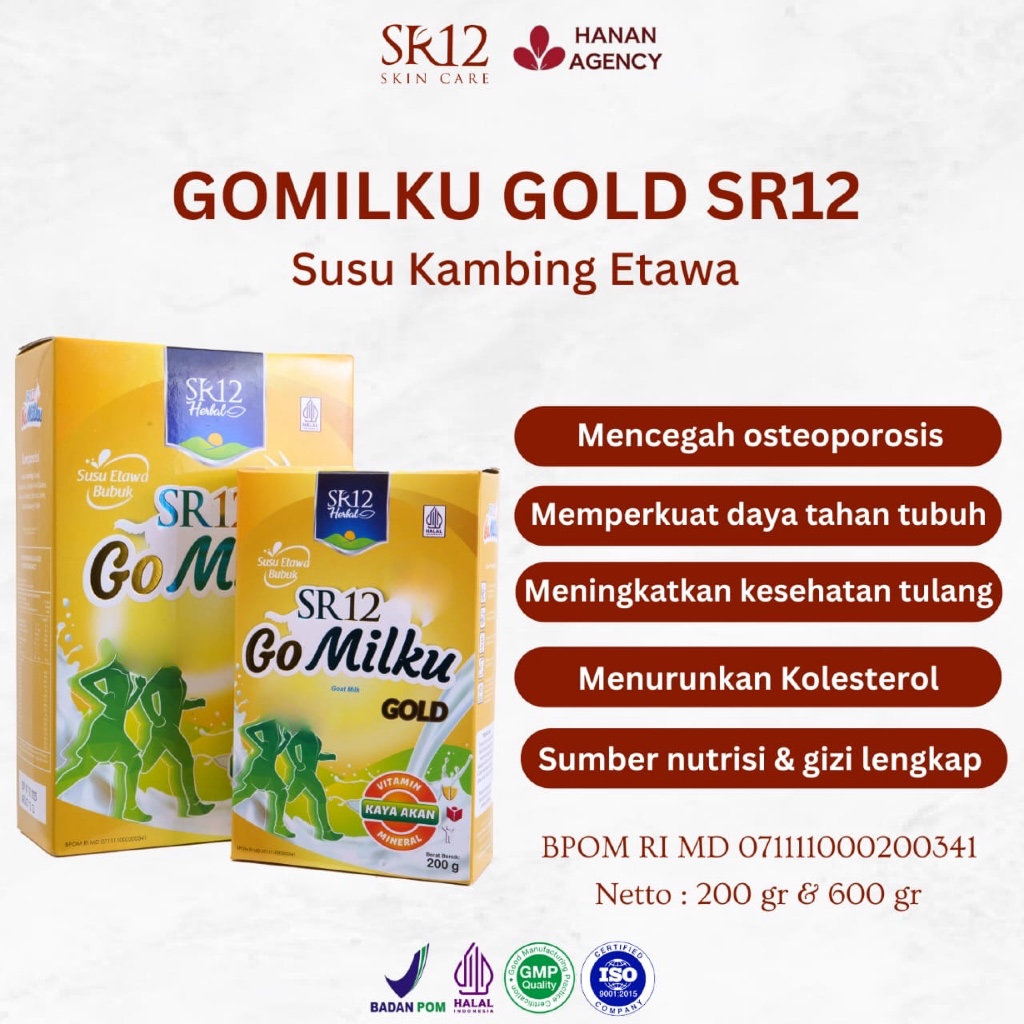 

GoMilku Gold SR12 Susu Kambing Etawa Bubuk Herbal Tanpa Gula Atasi Masalah Tulang Nyeri Sendi