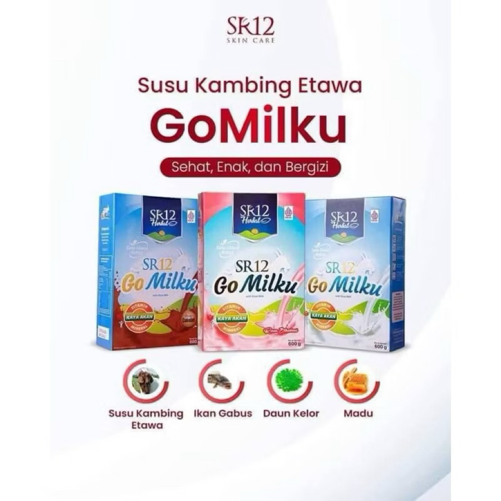 

GOMILKU SR12 susu kambing etawa premium - Original / Coklat / Strawberry | BPOM Halal, Aman Bumil &Busui