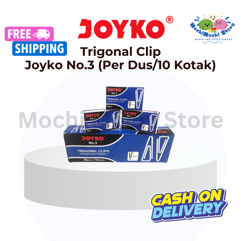 

PER DUS/10 KOTAK Trigonal Clip Joyko No.3 | Klip Penjepit Kertas Segitiga | Klip Penjepit Kertas Segitiga Joyko