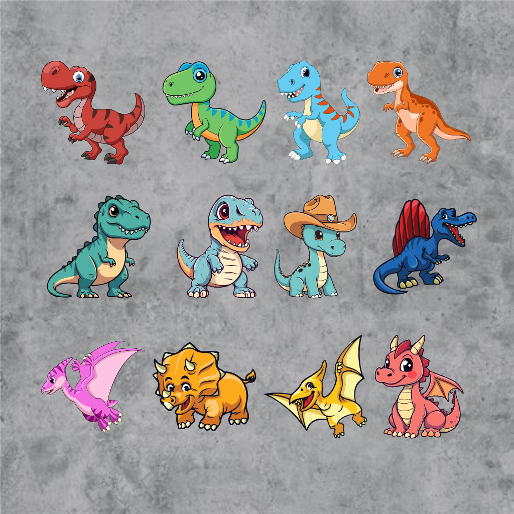 

Sticker Kain Baju Kaos Sablon Setrika Sticker Iron Dino Series