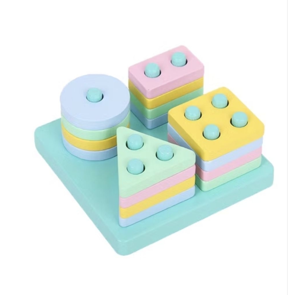 Mainan Edukasi - Puzzle Shapes - Mainan Geometri - Puzzle Bentuk Segitiga, Kotak, Lingkaran