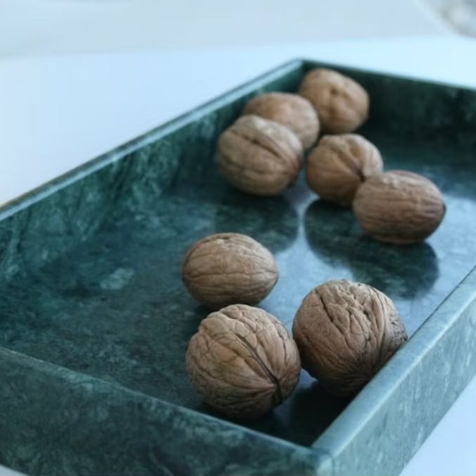 Tray Marmer Import Hijau | Tray meja Rias | Nampan Tempat Perfum | Tray Green Verde Marble Ractangle