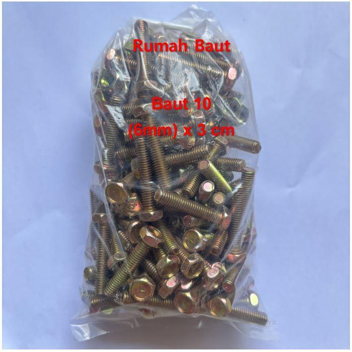 (paket 100 set) Baut 10 (6mm) x 3 cm + Mur