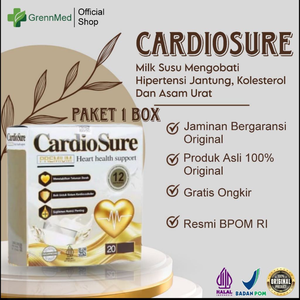 

CARDIOSURE 1 Box Milk Susu Asli Mengobati Hipertensi Jantung, Strok, Kolesterol, Asam Urat