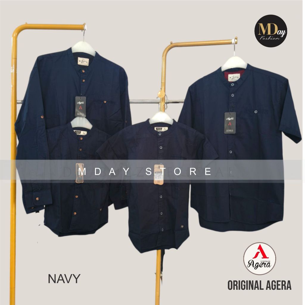 AGERA KEMEJA KOKO COUPLE AYAH ANAK SPESIAL NAVY KATUN TWILL TERBARU