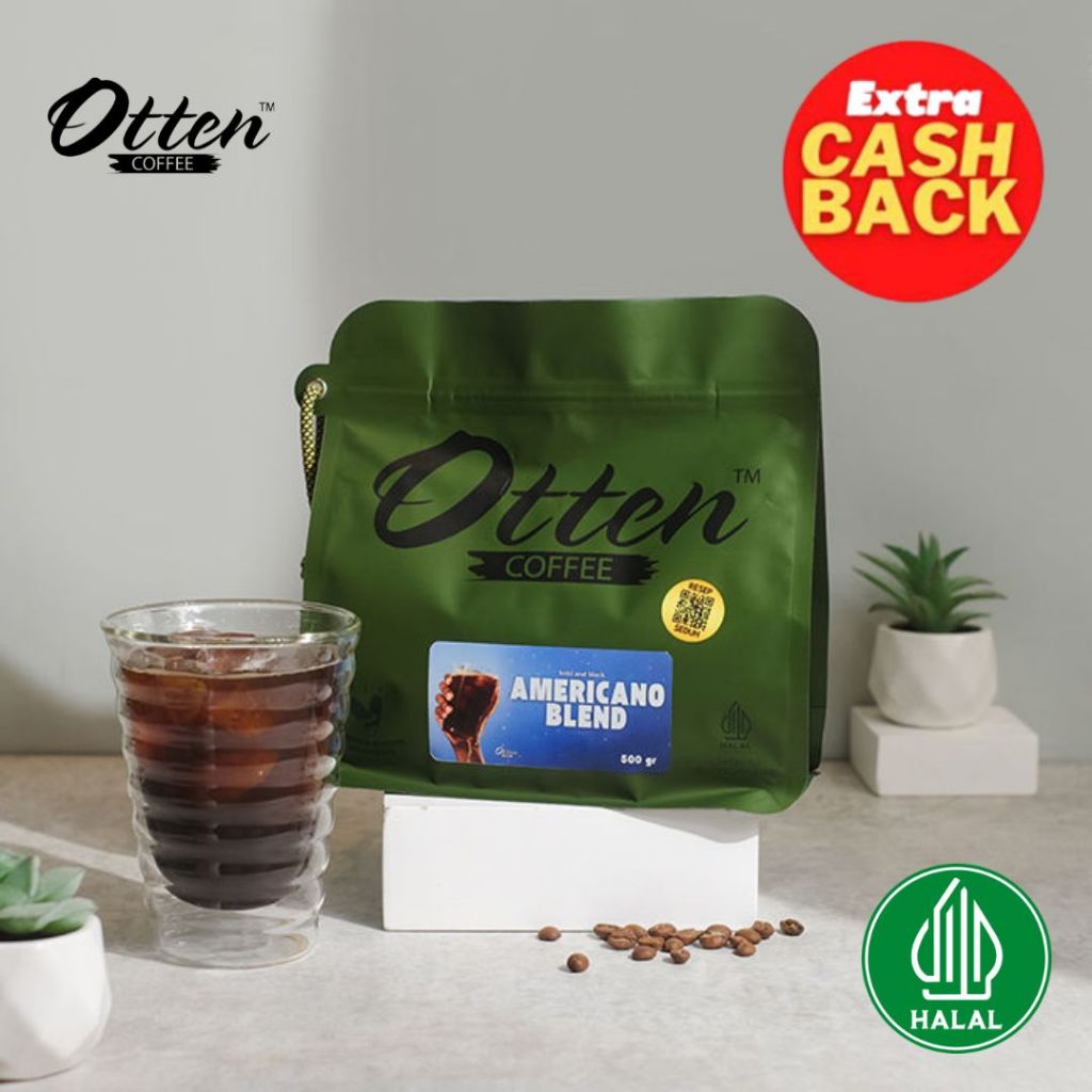 

Kopi Americano Blend 100% Full Arabica Bold and Black - Biji / Bubuk Komersial Otten Coffee Commercial Espresso Roasted Beans 500gr