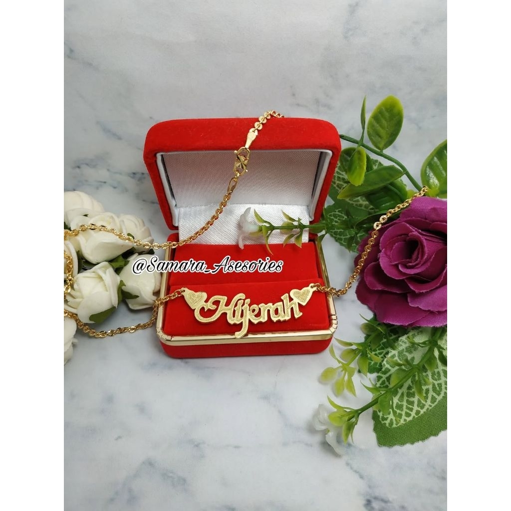 kalung nama lapis emas 24k kalung liontin nama lapis emas 24k