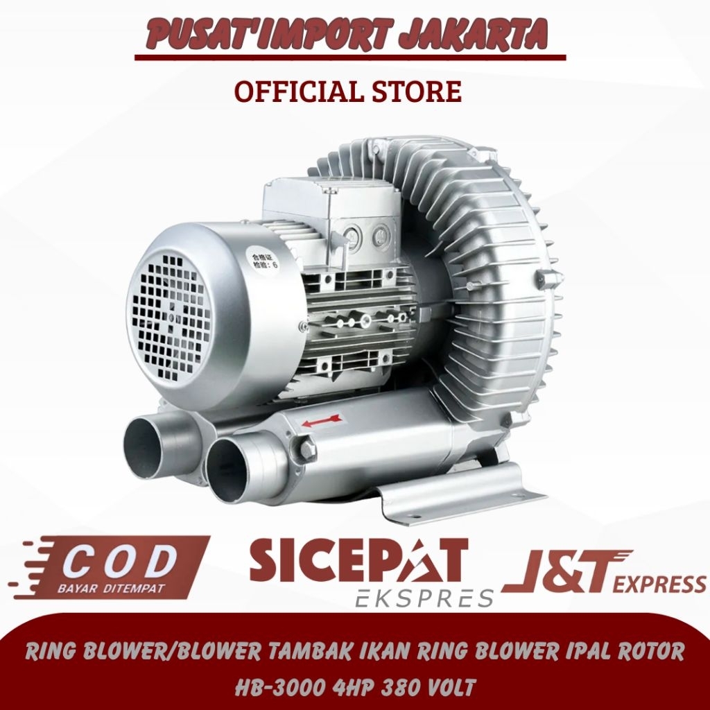 Ring Blower/Blower Tambak Ikan Ring Blower Ipal ROTOR HB-3000 4hp 380 Volt