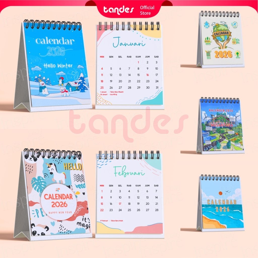 

TANDES Kalender 2026 Kalender Meja 2026 Kalender mini 2026 Calendar mini 2026