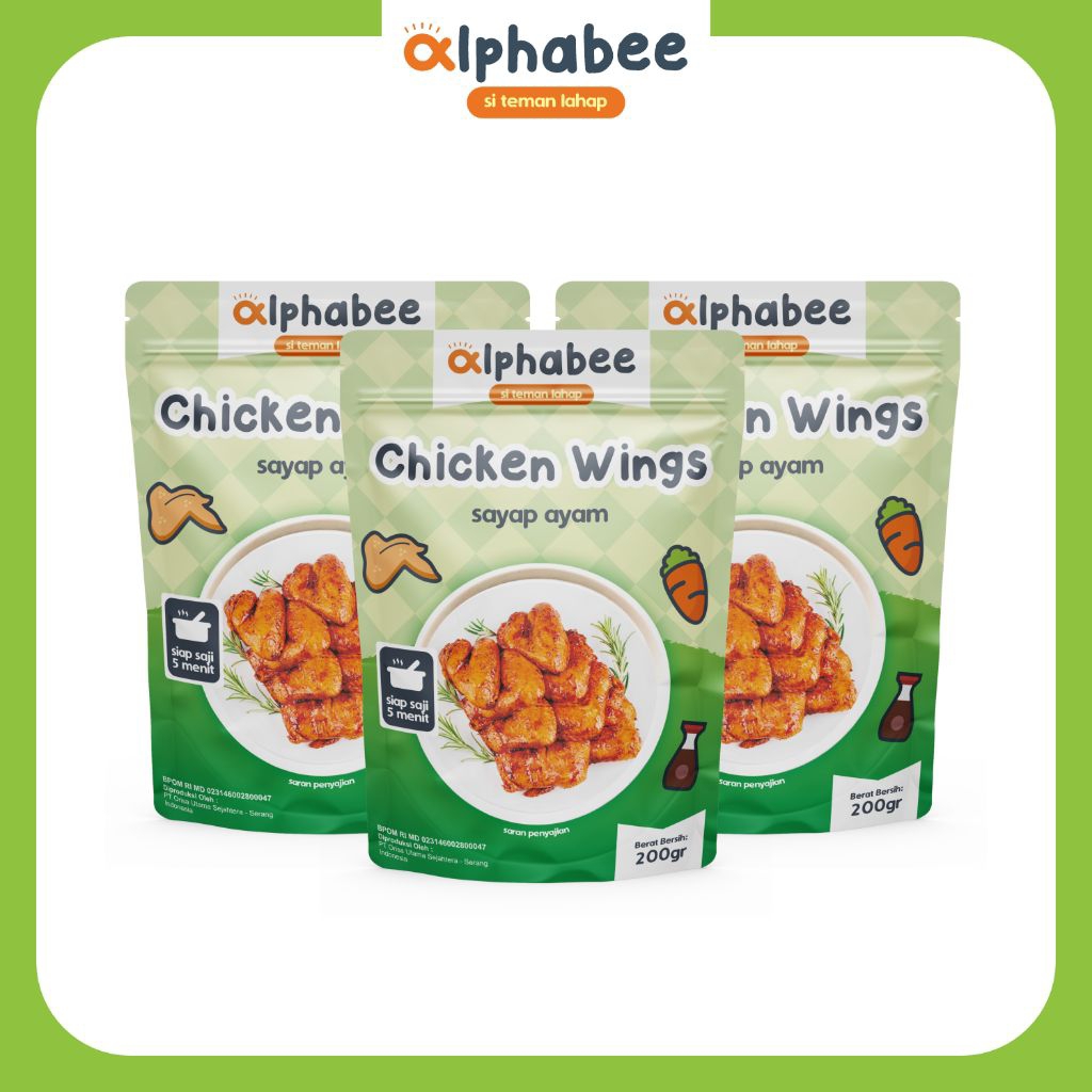 

(ISI 3) ALPHABEE Chicken Wings | Sayap Ayam | Frozen Food | Camilan Sehat | Makanan Sehat Anak
