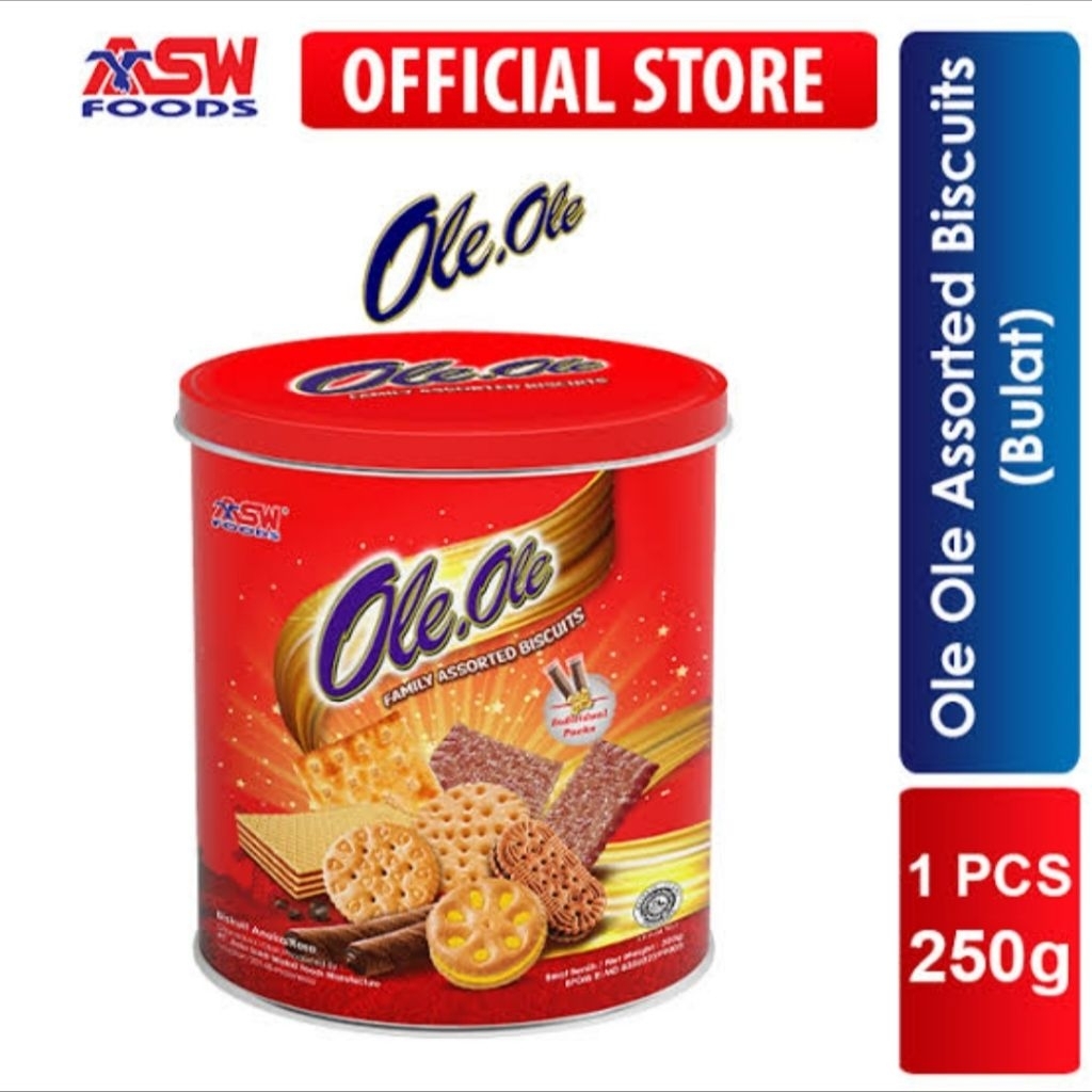 

ASW Ole Ole 300 gram biskuit aneka rasa banyak varian bentuk khong guan kaleng tin lebaran