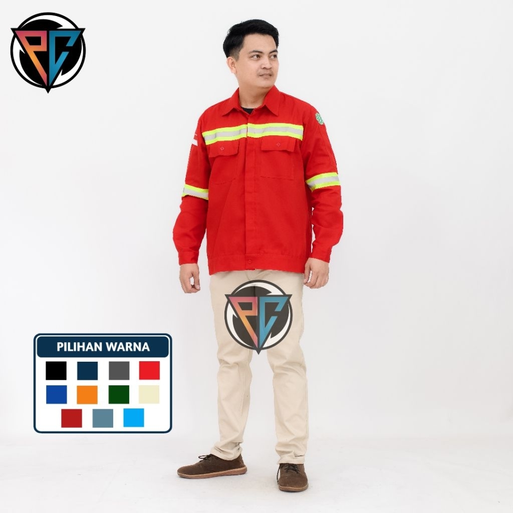 PC- Kemeja safety lengan panjang baju safety lengan panjang wearpack lengan panjang