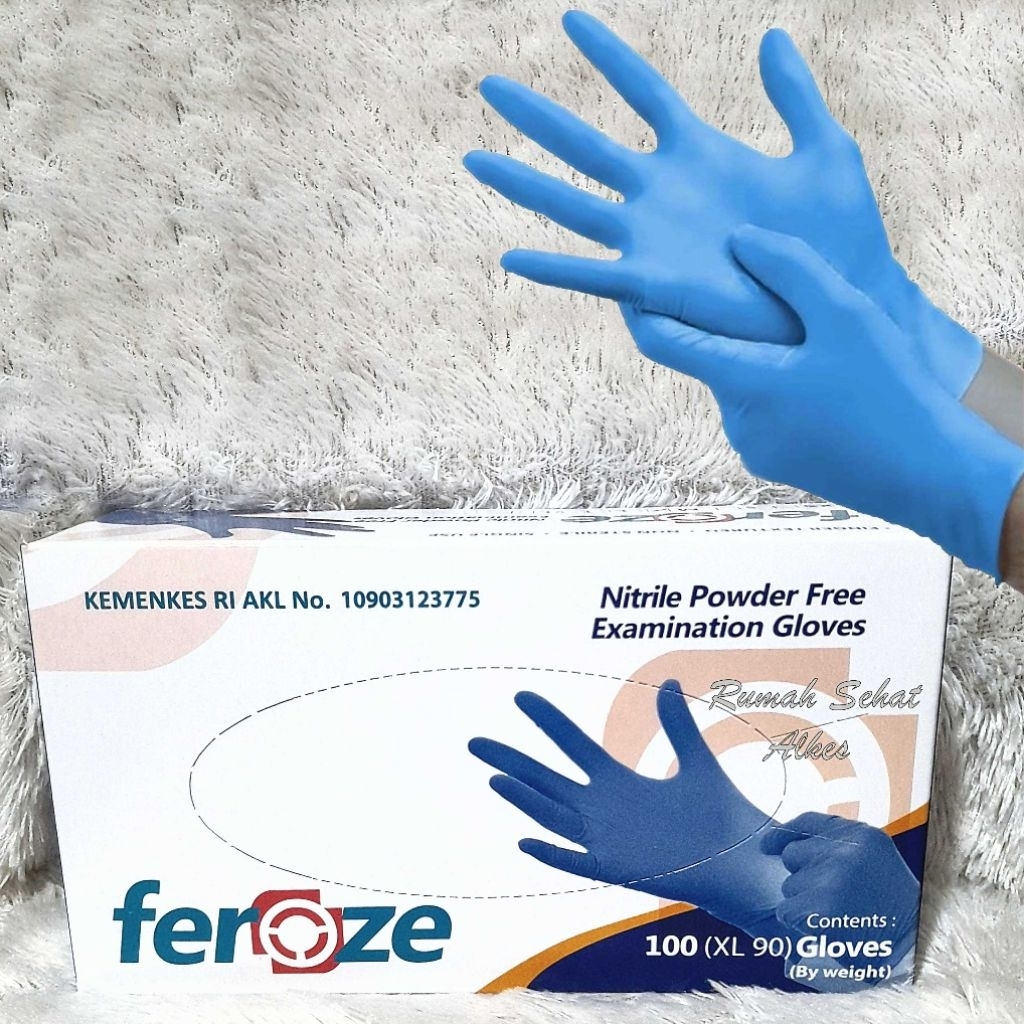 SARUNG TANGAN NITRILE BIRU Sarung Tangan Medis Biru Feroze