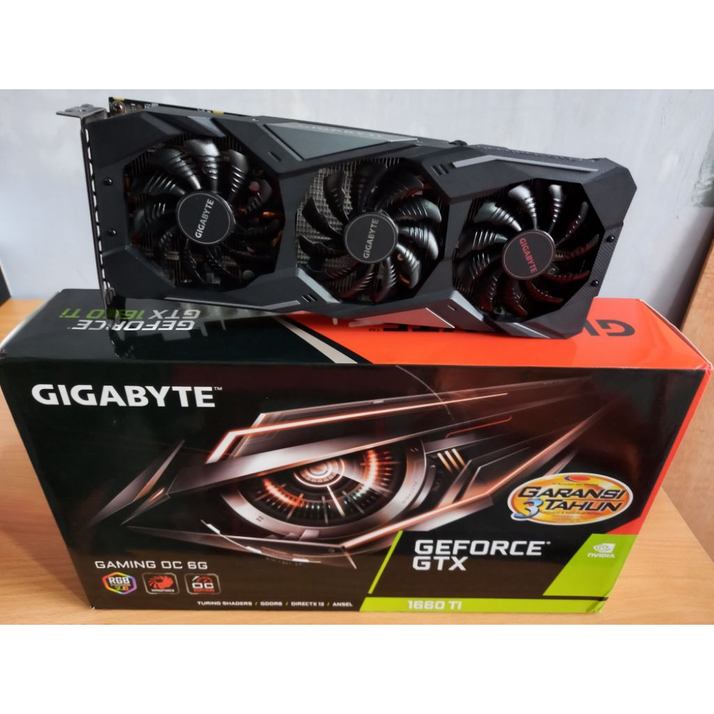 VGA GIGABYTE GTX 1660 TI OC Edition 3 Fan Windforce Grafis Gaming OC 6GB GDDR6 (Bekas - Premium)