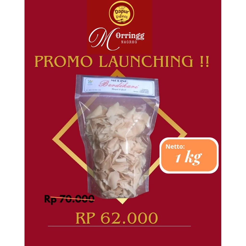 

Moring/moring pedas/kripik moring 1kg