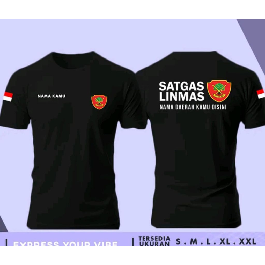 Kaos SATGAS LINMAS Free Nama Kaos Distro Hitam Unisex