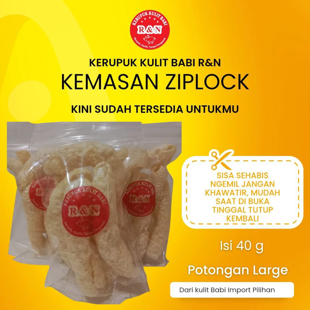 

KERUPUK KULIT BABI R&N PREMIUM IMPORT POUCH ISI 40 GRAM UKURAN LARGE,CU JIU CHA,RAMBAK,CRISPY PORK SKIN