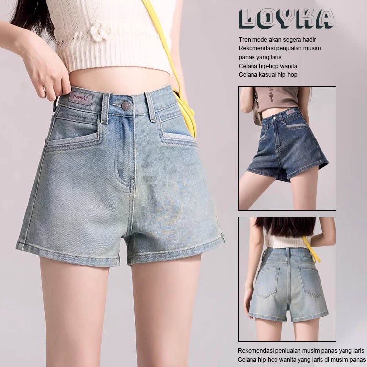 Loyka Biru Muda Celana Pendek Jeans Wanita Hotpans Jeans Highwaist Celana Jeans Pendek Wanita korea 