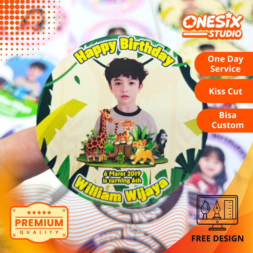 

5-7 Sticker Bulat Ulang Tahun Anak Stiker Ultah Free Design Template Birthday Chromo Murah
