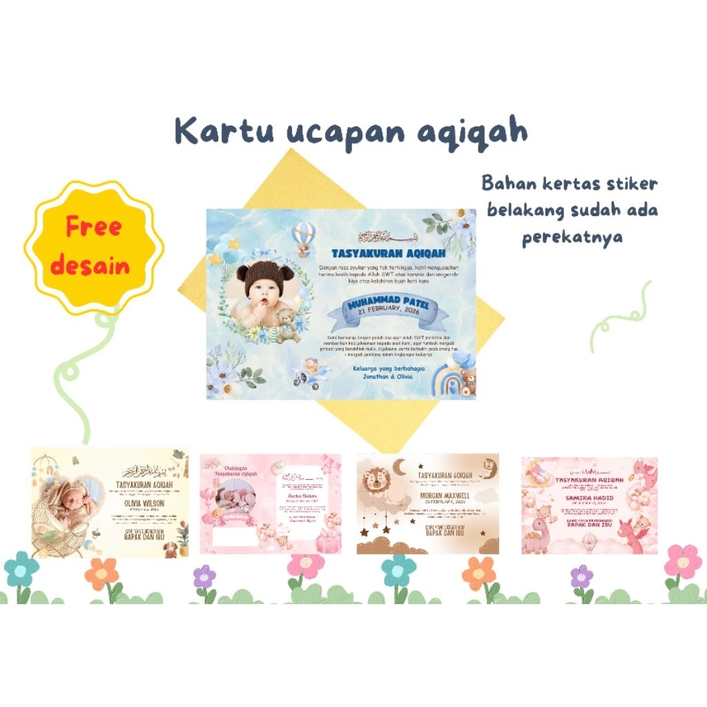

stiker kartu ucapan Aqiqah