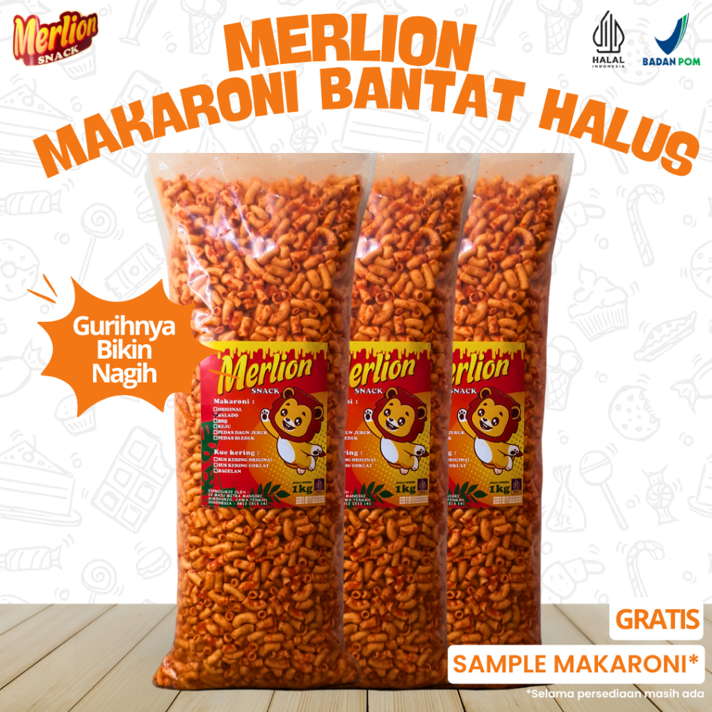 

MAKARONI BANTAT HALUS 1 KG 1 BALL SNACK CAMILAN BUMBU MELIMPAH PEDAS GURIH RENYAH RASANYA NENDANG