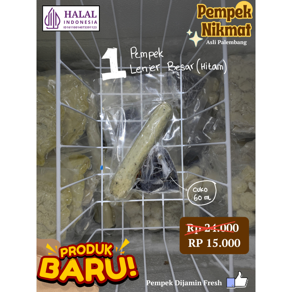 

1 Pempek Lenjer (hitam) + cuko 60 ml - Asli Palembang [Pempek NikMat]