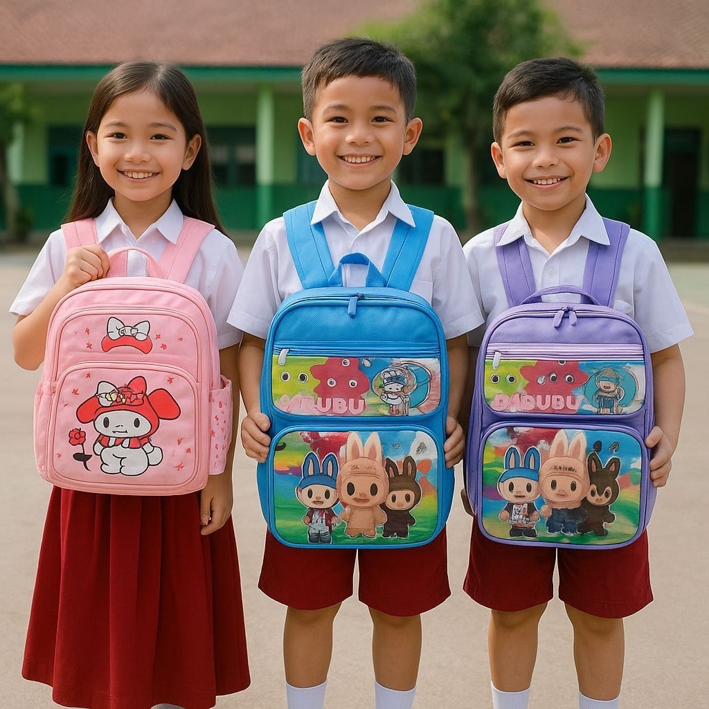 TAS RANSEL ANAK MOTIF LABUBU DAN MELODY tas sekolah tas SD tas ransel anak tas anak jumbo, ransel ju