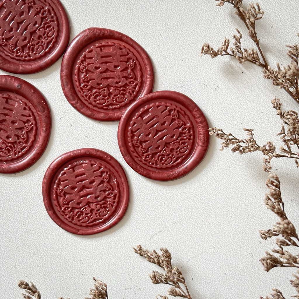 Shuang Xi Wax Seal Sticker Coin Chinese Kartu undangan pernikahan accessories wedding invitation ham