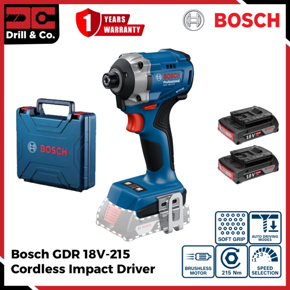 Mesin Bor Pembuka Obeng Baterai Bosch GDR 18V-215 Impact Driver Cordless Brushless 18 Volt