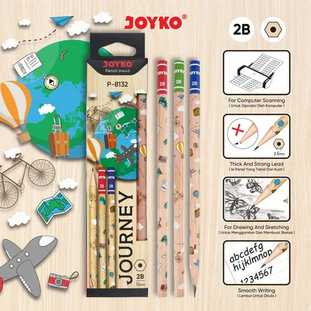 

Joyko Pensil P-8132 Journey 2B Pensil 1 Pack Isi 12 Pcs
