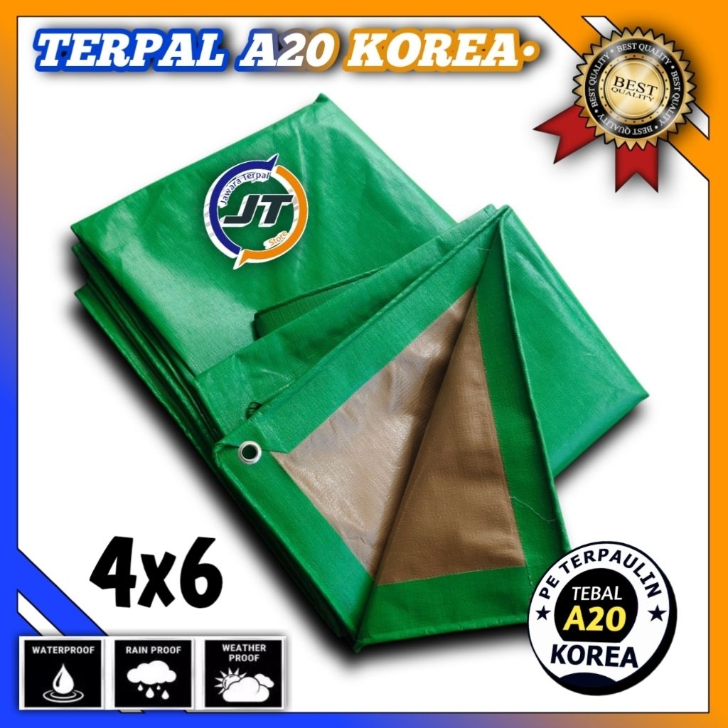 terpal plastik A20 Korea ukuran 4x6 Meter Waterproof Tebal dan kuat