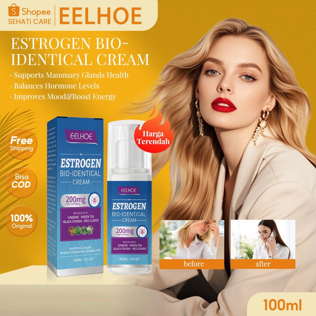 EELHOE Estrogen Bio-Identical Cream 100ml Menopausal Oestrogen Cream No Added Fragrances Paraben-Fre