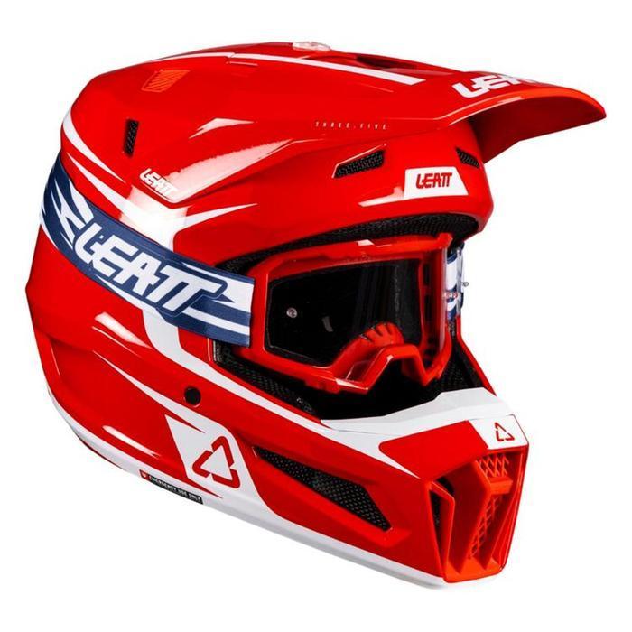 Helm Leatt 3.5 Moto Red26 with Goggle Vizion 3.5 Helmet Moto Cross Leatt Red Original
