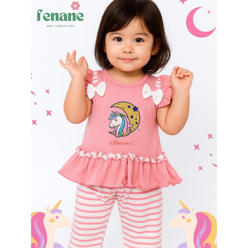 Fenane Unicorn Star One Set Free Topi – Bayi Perempuan Motif Garis-Garis Polos Sablon Pita | All Siz