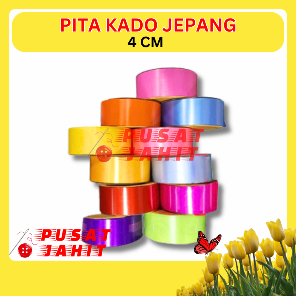

Pita JEPANG POLOS Kado Plastik 1,5 inch 4 cm