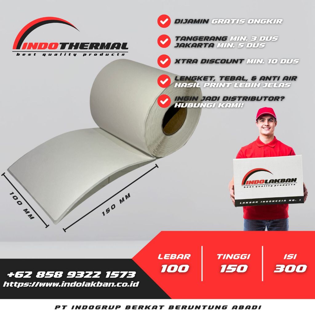 

Per Dus - Label Thermal Sticker Roll 100x150 A6 - Isi 300 pcs