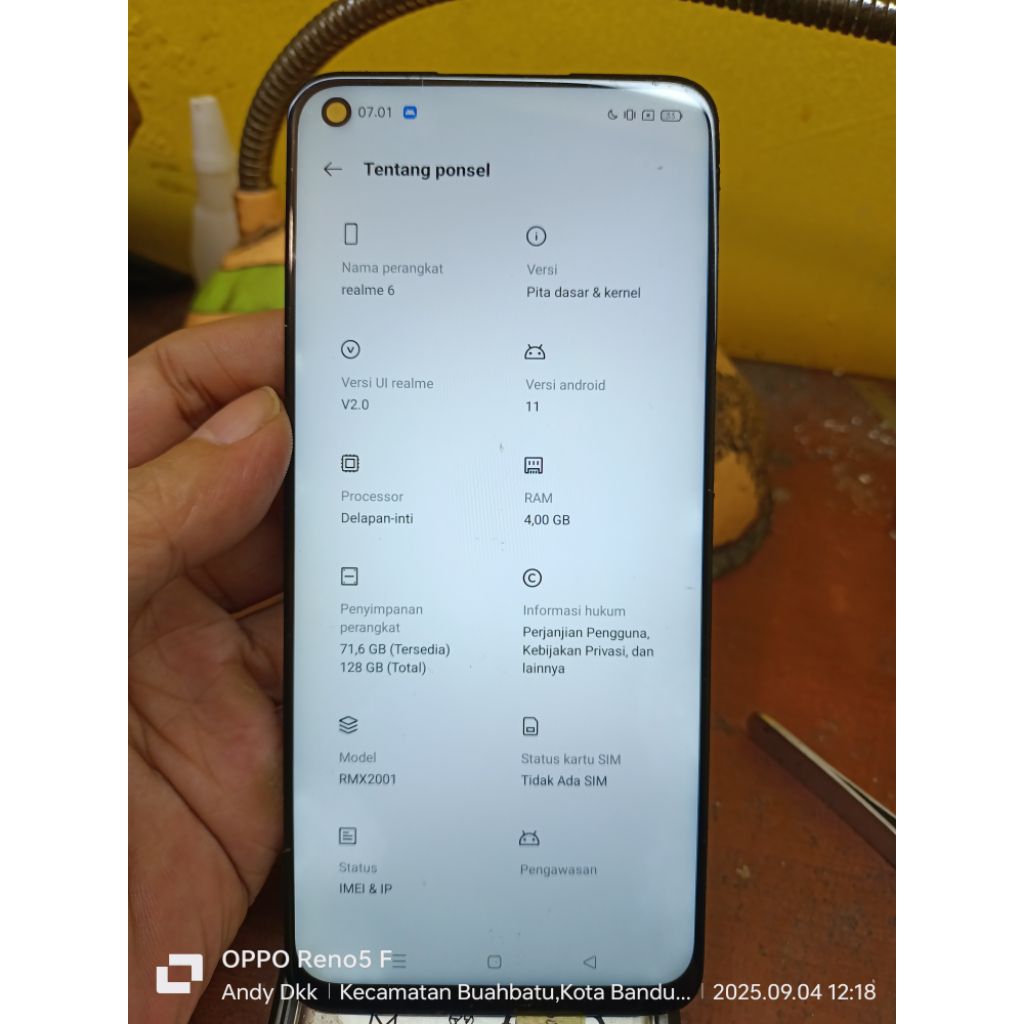 LCD Realme 6/7 original copotan hasil repair jumperan.