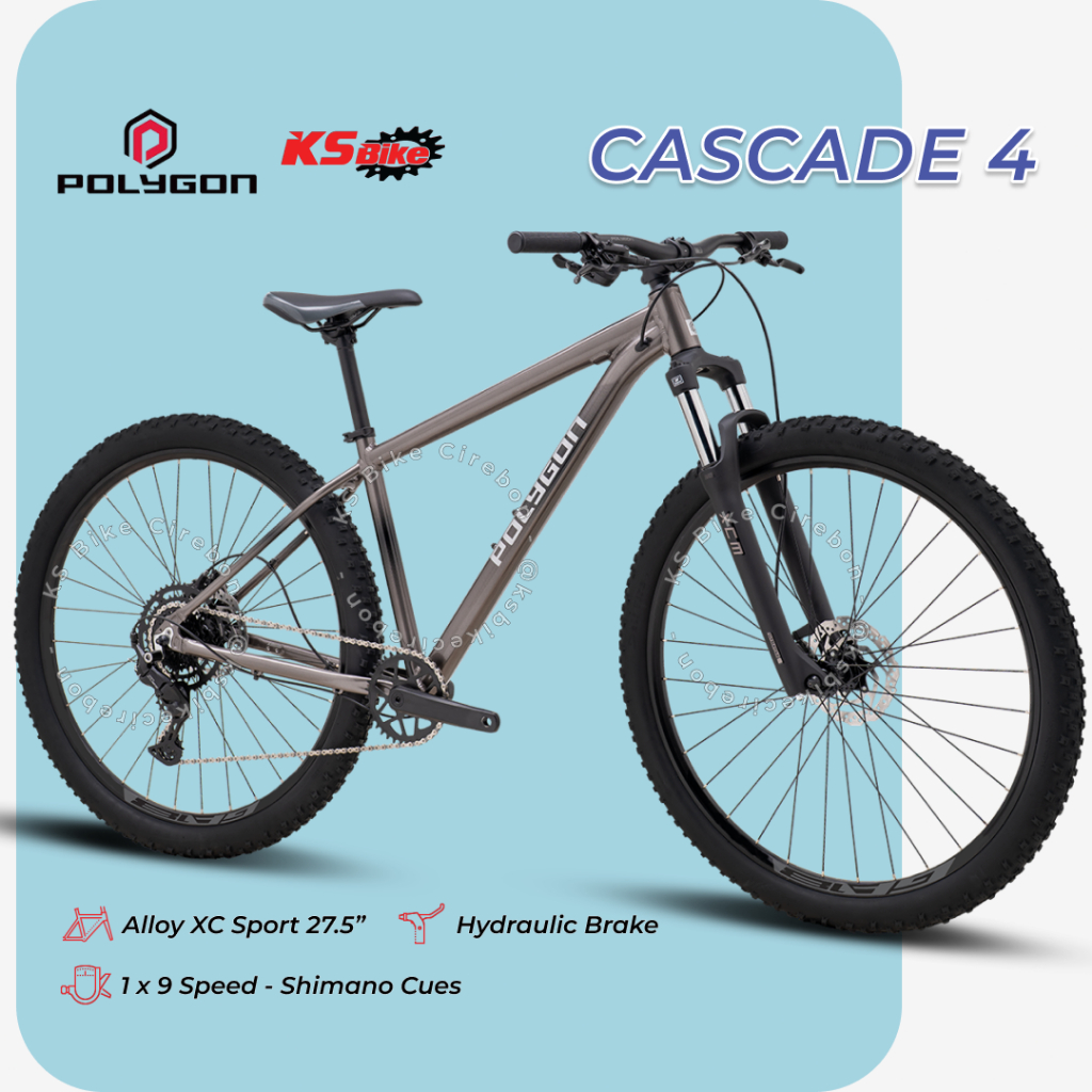 Polygon Cascade 4 27.5 Inch Sepeda Gunung MTB 27.5 Alloy XC Dewasa 9 Speed Shimano Rem Hidrolik Poly
