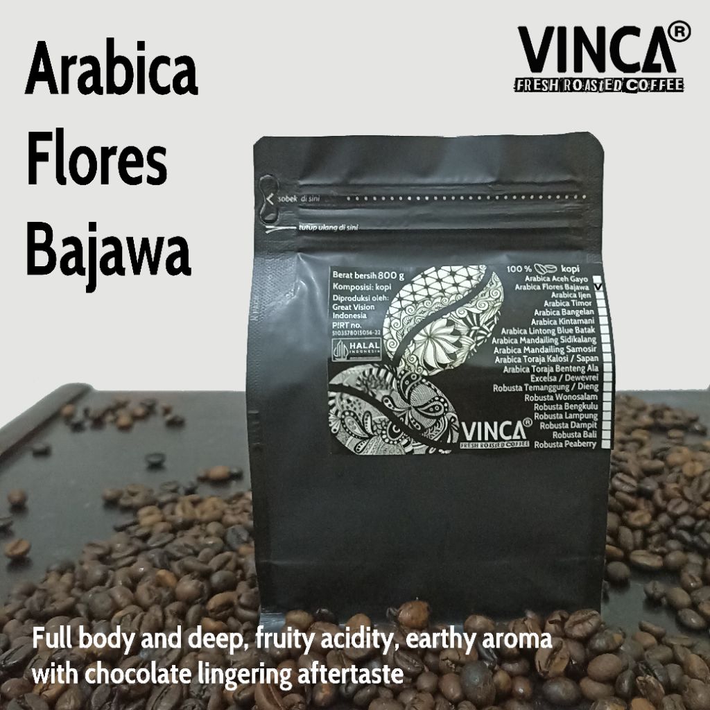

Vinca kopi Arabica Flores Bajawa 780-820 gram ( level roast sesuai pesanan )