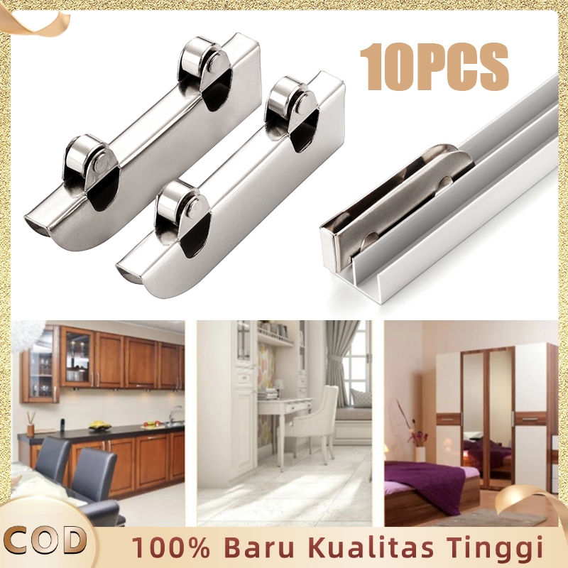 Stainless Steel Padat Penjepit Kaca Roda Bearing Pintu Geser 10pcs Kaca Pintu Geser Roda