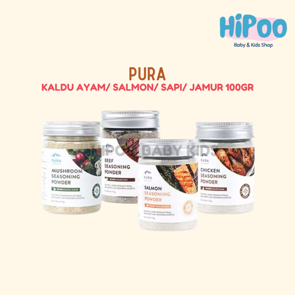 

Pura Kaldu Asli | 3 Bumbu Kaldu Ayam Kampung, Sapi, Jamur & Salmon (100gr) - Kaldu Mpasi - BB Booster - No Msg - No Gula