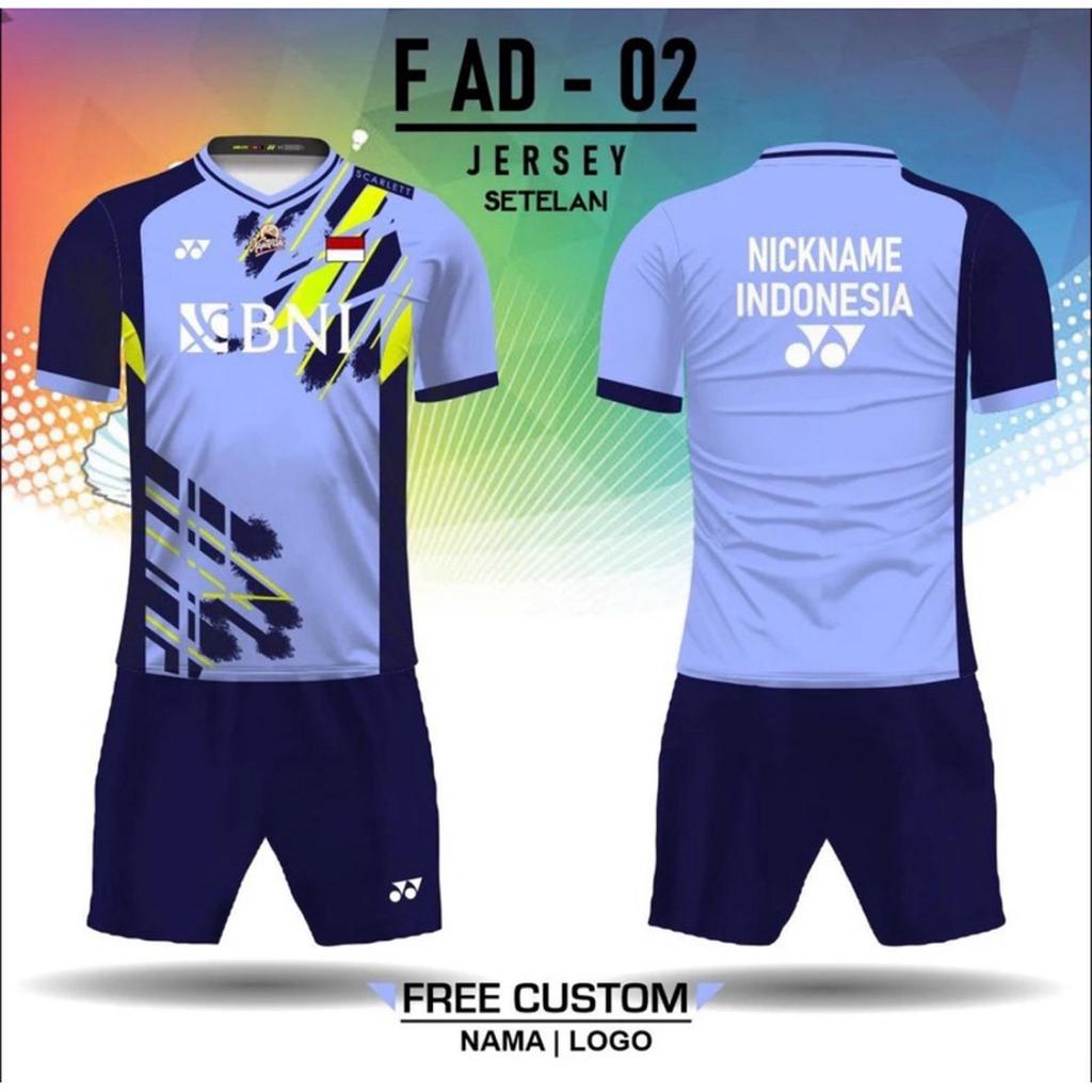 set Jersey badminton Yn fajar rian baju bulutangkis all england 2023