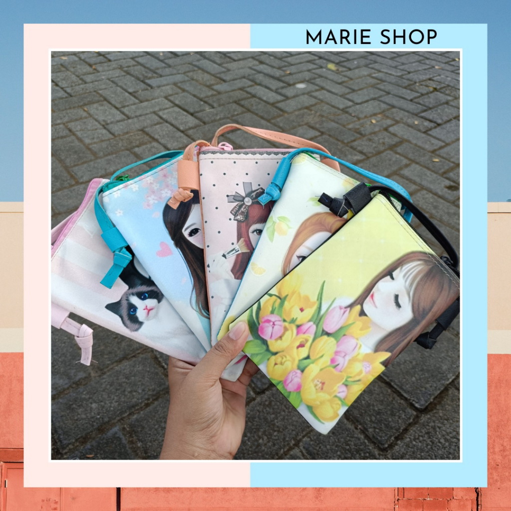 -- DISKON BANTING HARGA -- VERSI CEWEK KOREA SLING PHONE HP TAS SLEMPANG PRINTING FASHION LUCU