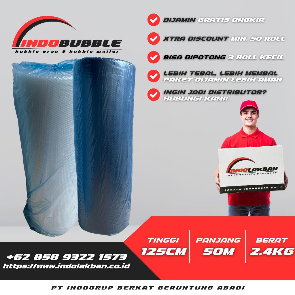 

Bubble Wrap INDOLAKBAN Hitam Bening 2,4 kg 125 cm x 50 m HARGA PABRIK
