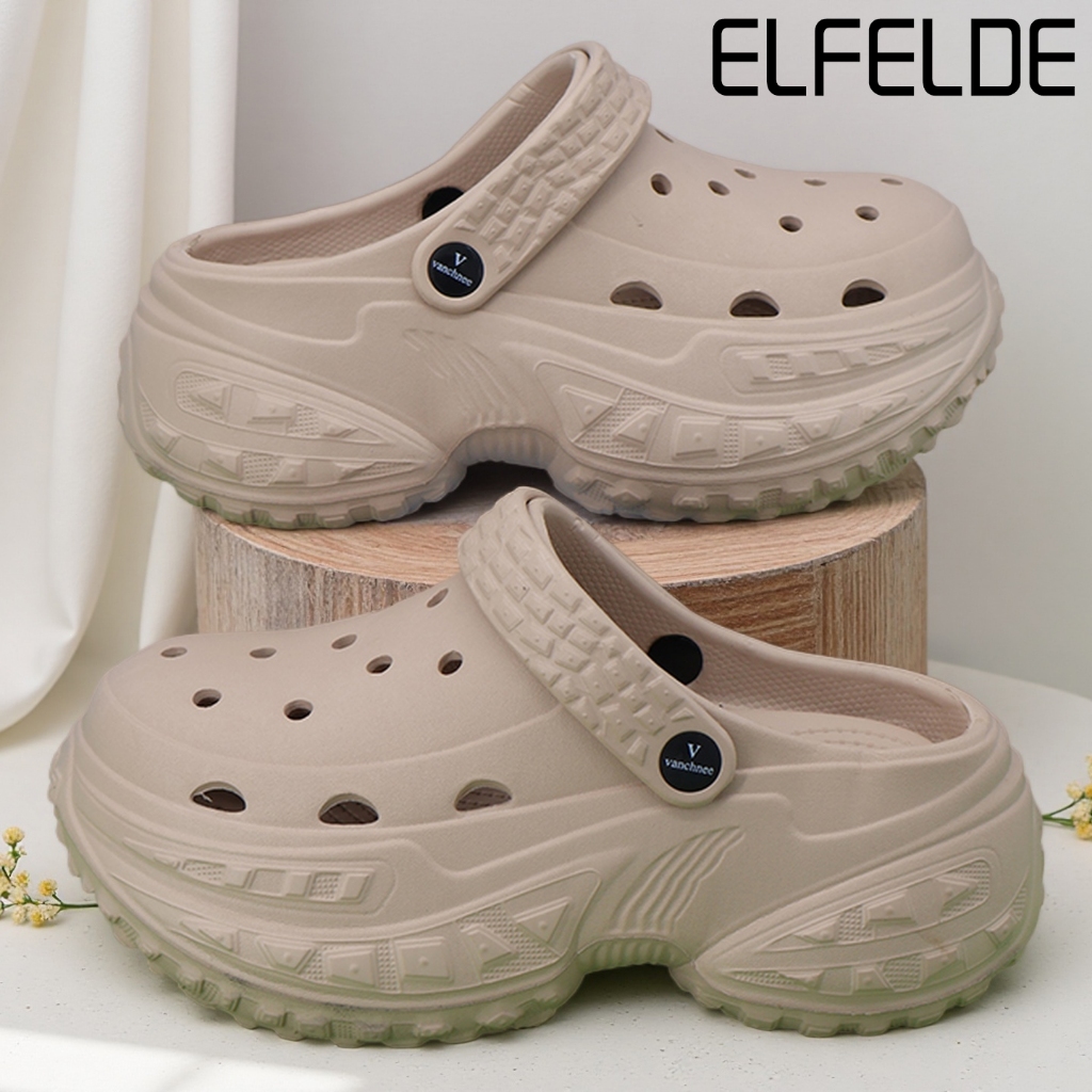 ELFELDE Sandal Kodok Wanita Kekinian Wedges Sandal Jelly Baim Wanita Sandal Sepatu Wanita Korea
