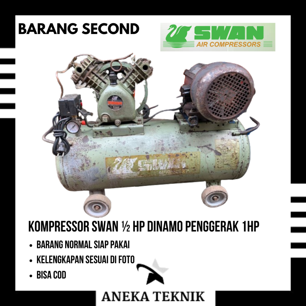 Kompresor Angin Swan Air Compressor 1/2 HP + Dinamo 1 Pk Kompresor Angin S Series 212 Original