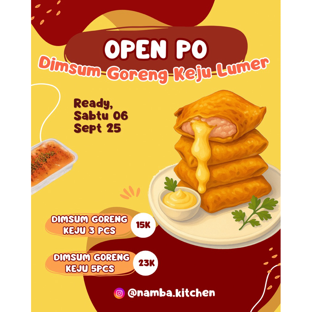 

Open Pre Order Dimsum Goreng Keju Lumer