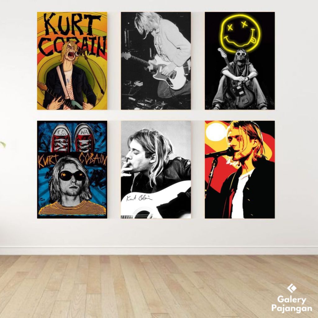 GPS - HIASAN DINDING KAMAR MUSIK KURT COBAIN NIRVANA VINTAGE POSTER KAYU WALLDECOR PAJANGAN DEKORASI