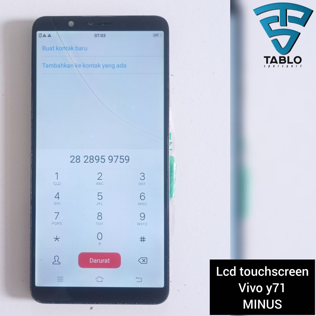 Lcd touchscreen Vivo y71 retak normal